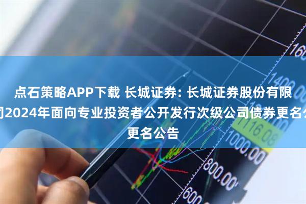点石策略APP下载 长城证券: 长城证券股份有限公司2024年面向专业投资者公开发行次级公司债券更名公告